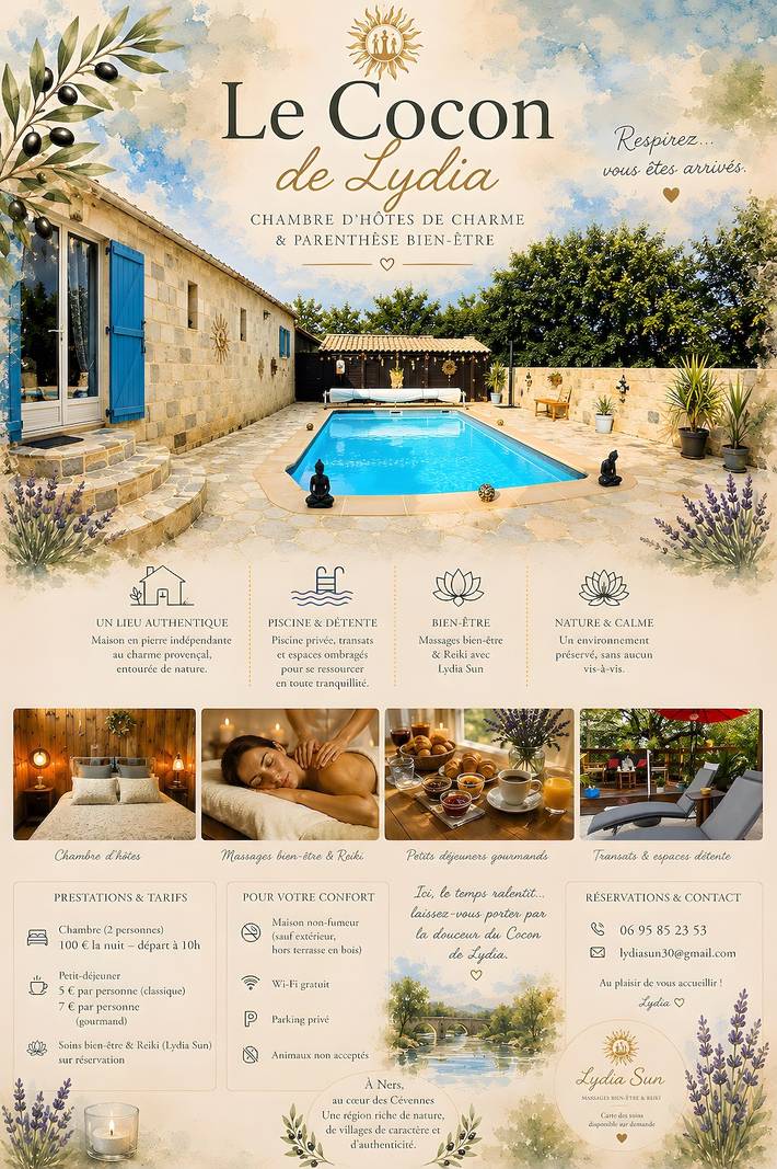 Chalet 'Le Cocon De Lydia' with Shared Pool, Wi-Fi and Air Conditioning in Ners, Alès region