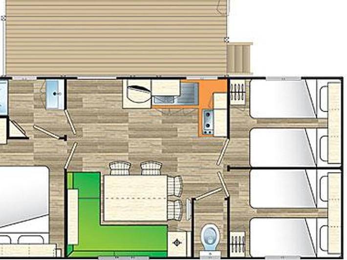 Camping des Familles - Mobilheim 6 personen - Cottage des Pins 3 Zimmer - 6 Pers 29 m² - Tv in Grayan-et-l'Hôpital, Lesparre-Médoc und Umgebung