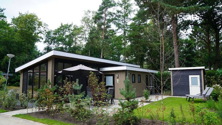 Blokhut voor 8 personen, met tuin en zwembad in Hoenderloo