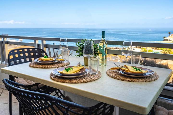 Apartamento para 4 personas, con jardín además de piscina y vistas, Se admiten mascotas en La Arena