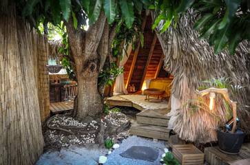 Lodge pour 2 personnes, avec jacuzzi et jardin en Guadeloupe