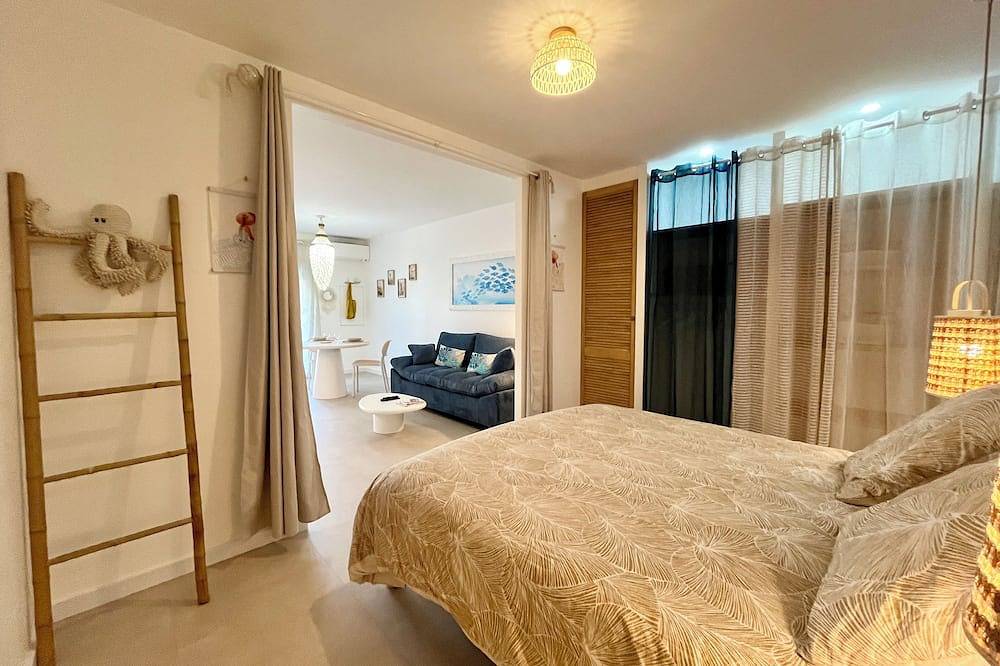 Ganze Wohnung, Douc'Evasion: Geräumiges, neues, klimatisiertes T1, Queensize-Bett, 2 Personen in Lattes, Côte d'Améthyste