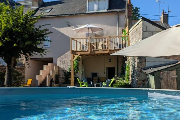 Maison de vacances pour 4 personnes, avec piscine ainsi que vue et jardin, animaux acceptés