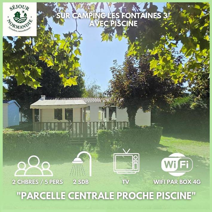 Camping pour 5 personnes, avec piscine et jardin, animaux acceptés