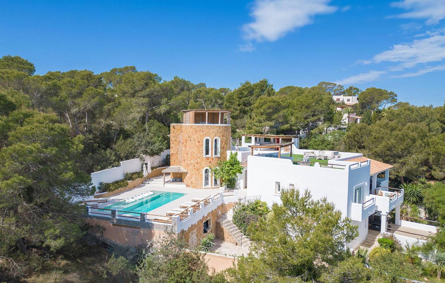 Appartement mit Meerblick, Pool, Parkplatz und AC - 1000m zur Playa Port des Torrent in Cala Bassa, Sant Josep de sa Talaia