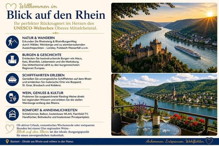 Ferienwohnung für 2 Personen, mit Balkon und Terrasse sowie Ausblick in Kestert