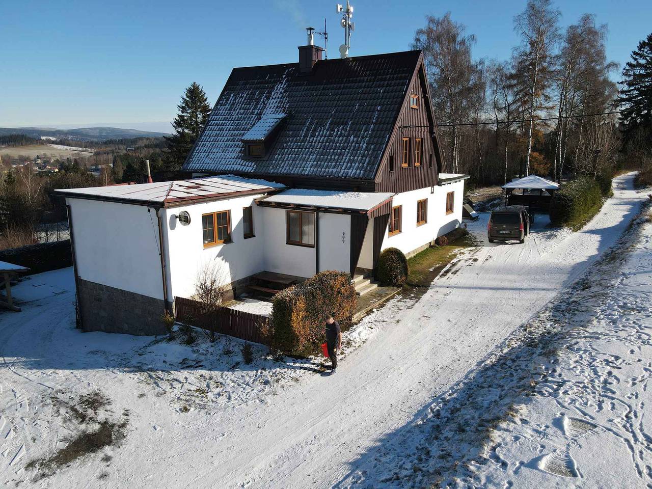 Hütte mit Blick auf das Isergebirge in Nová Ves nad Nisou, Region Liberec