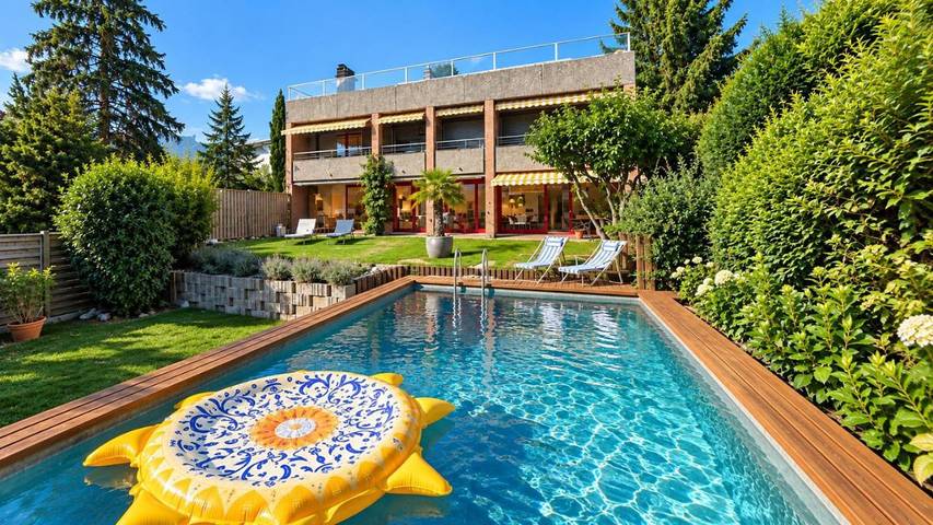Ferienwohnung für 10 Personen, mit Balkon und Terrasse sowie Garten und Pool in Thun