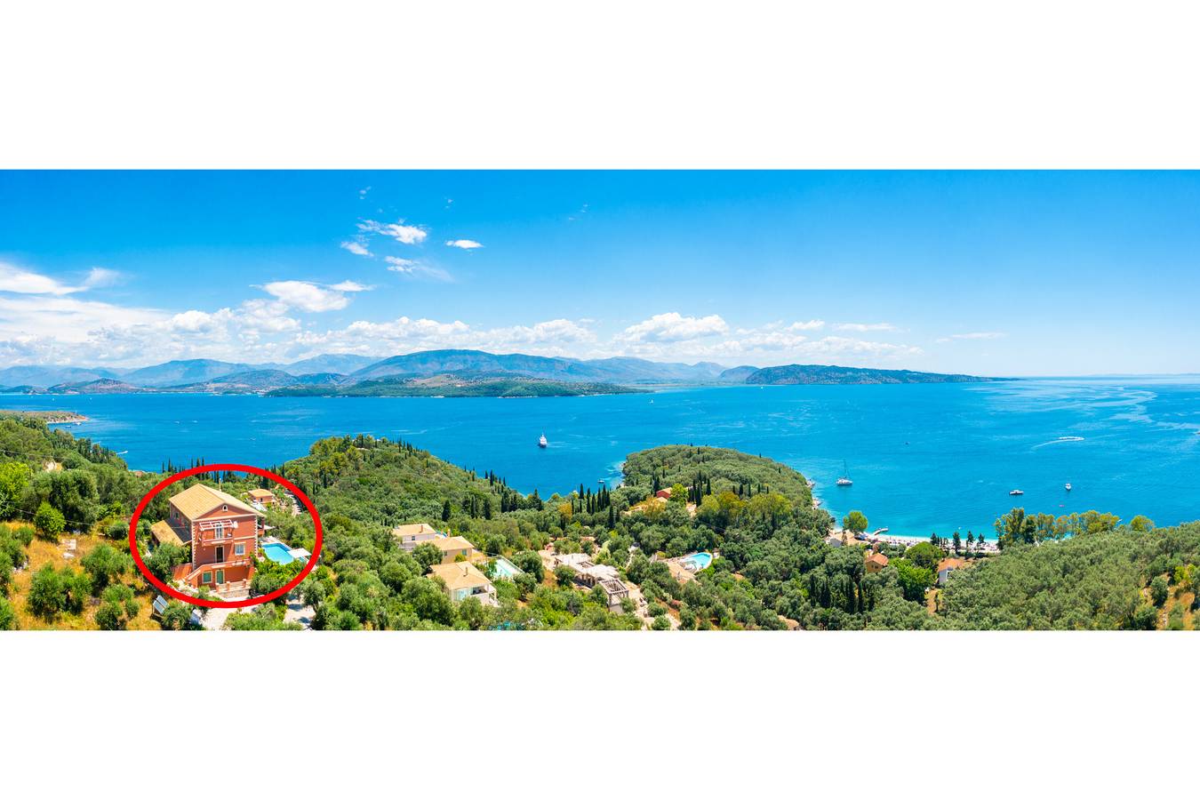 Villa Vasso: Large Private Pool, Walk to Beach, Sea Views, A/C, Wifi in Paralia Kerasia, Corfu