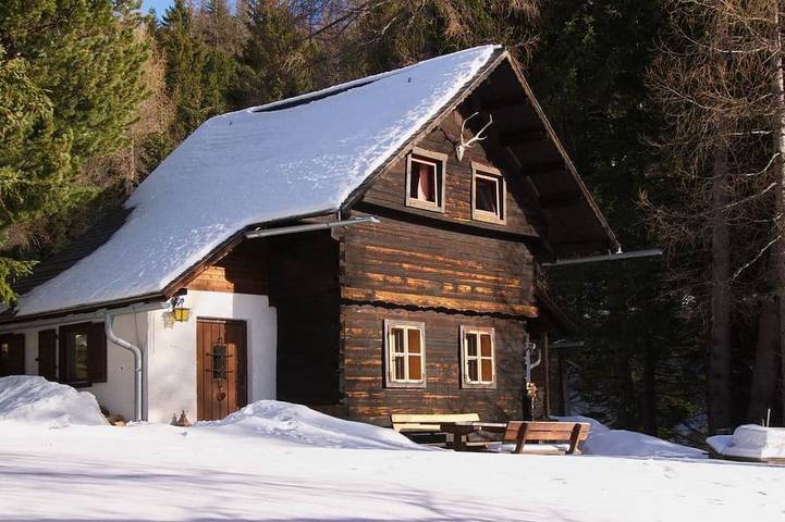 Blockhütte für 6 Personen, mit Sauna und Garten am Falkertsee