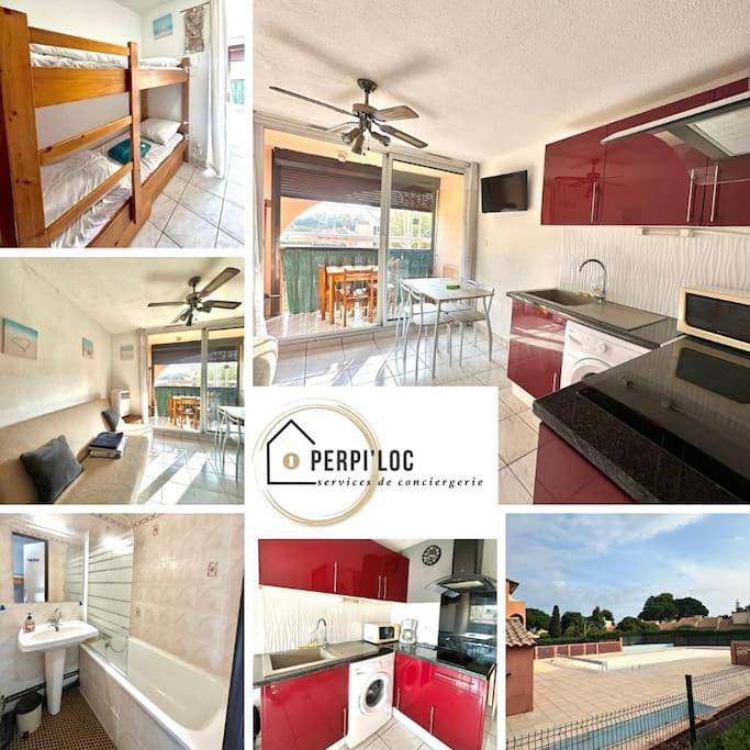 Gîte pour 4 personnes, avec Balcon et Terrasse ainsi que Jardin et Piscine dans Office De Tourisme De Canet En Roussillon