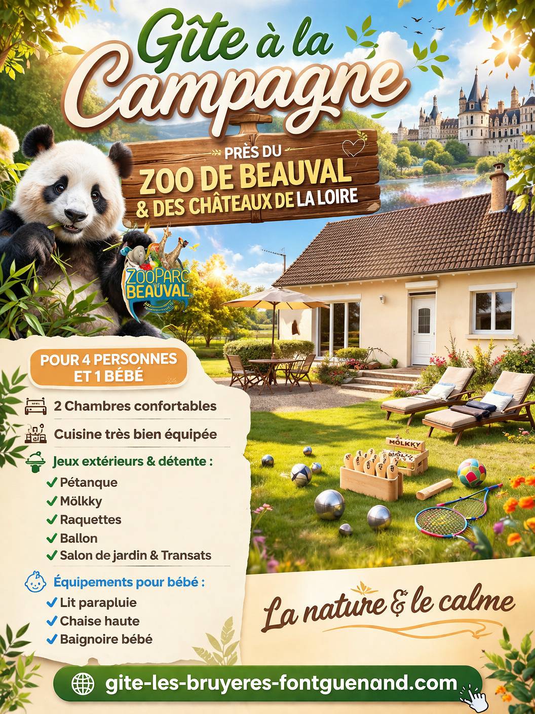 Gîte Les Bruyères de Jeanne et René, Zoo de Beauval, châteaux in Fontguenand, Vallée de la Loire
