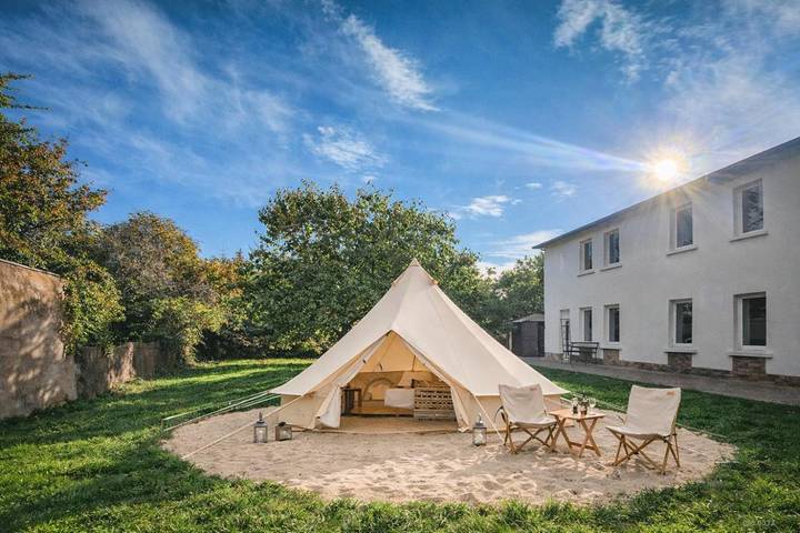 Zelt für 3 Personen, mit Ausblick und Garten in Sachsen