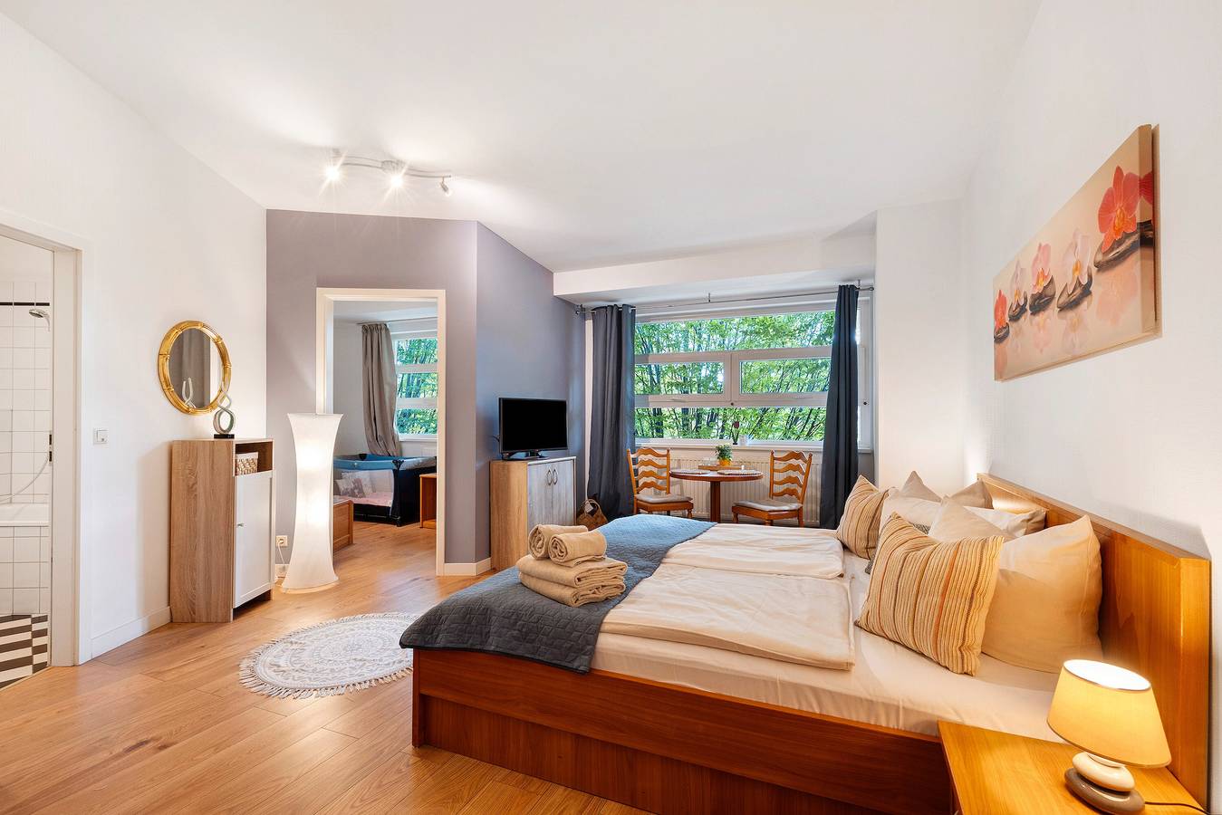 Estudio entero, Apartamento en el hotel 'Albrechtshof Premium Zimmer 1' con terraza compartida y wifi in Potsdam, Mittelmark