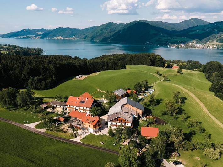 Ferienwohnung für 3 Personen, mit Balkon und Garten sowie Ausblick am Attersee