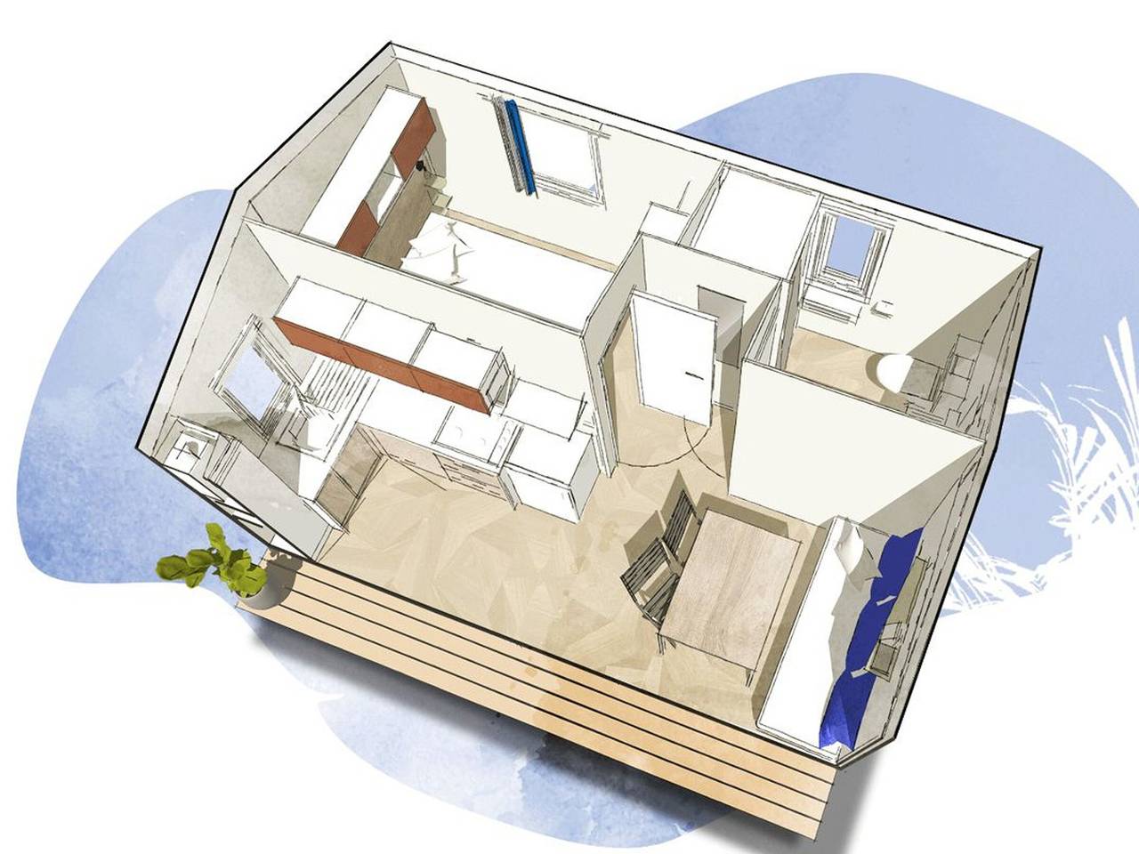 Cozy mobile home for 2 with equipped kitchen in Pordic, Côte de Goëlo