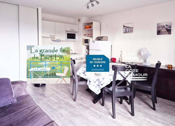 Gîte pour 4 personnes, avec balcon dans Plage de Port-Lin