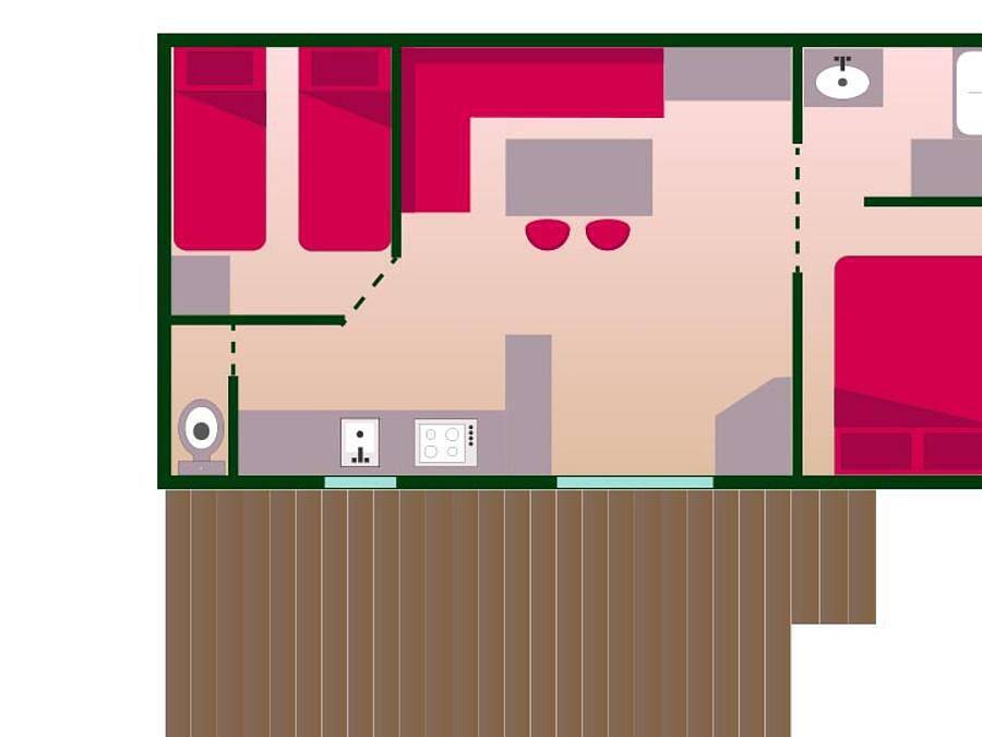 Camping Sites et Paysages - Beau Rivage - Mobilheim 4 personen - Cottage Evasion "Seeblick" (überdachte Terrasse) Neuheit 2024 in Salles-Curan, Pareloup-See