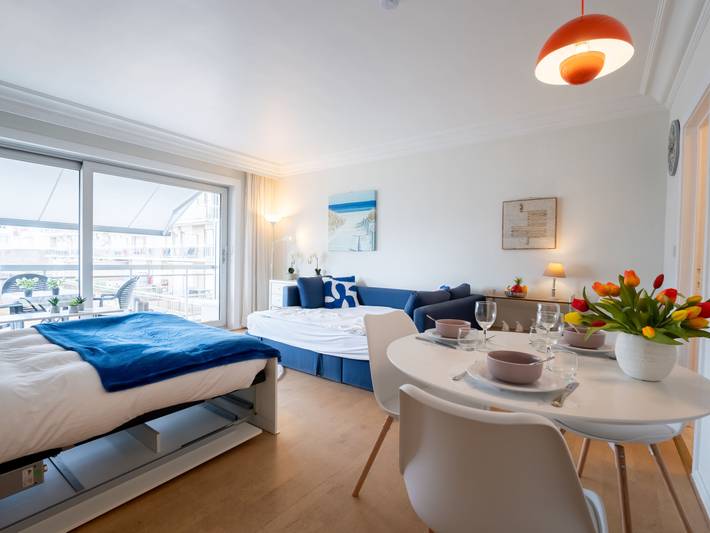 Vakantieappartement voor 3 personen, with tuin and terras as well as zwembad in De Haan