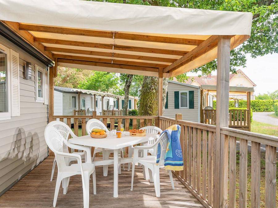 Camping Le Soleil des Landes - Mobilheim 6 personen - Classic | 2 Zi. | 4/6 Pers. | Erhöhte Terrasse | Klim. in Lit-et-Mixe, Côte d’Argent
