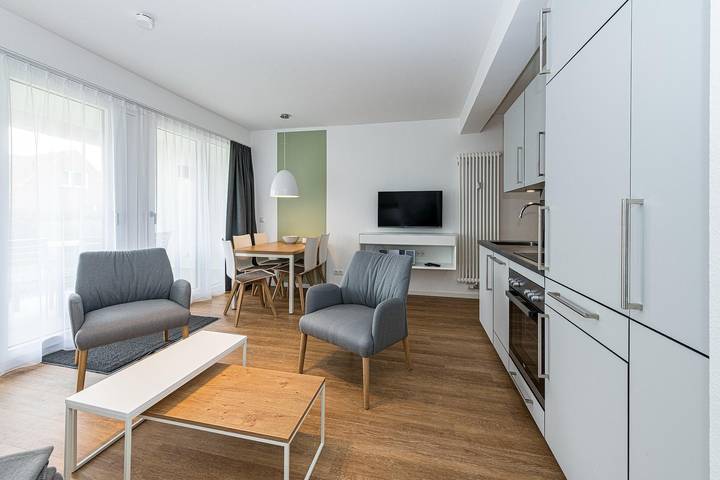Ferienwohnung für 3 Personen, mit Terrasse und Pool sowie Sauna in Bensersiel