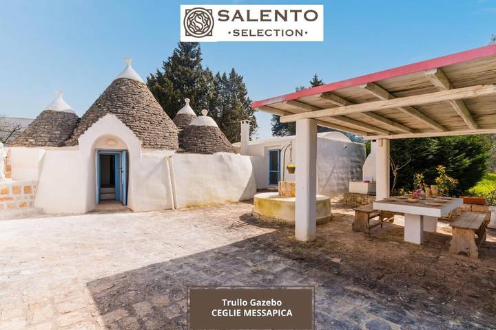 Trullo per 6 persone, con terrazza e piscina nonché idromassaggio e giardino in Ceglie Messapica