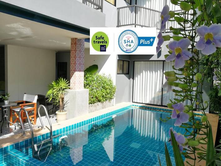 Hôtel pour 2 personnes, avec piscine et bassin pour enfant ainsi que jardin et vue