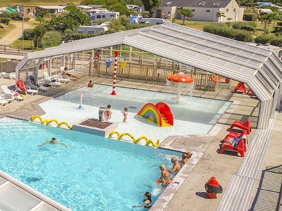 Flower Camping Les Paludiers - Mobilhome 6 personas - 35 m² Comfort Mobile Home (3 habitaciones + terraza semicubierta + Tv + Bt + Aire acondicionado) in Batz-sur-Mer, Côte de Jade