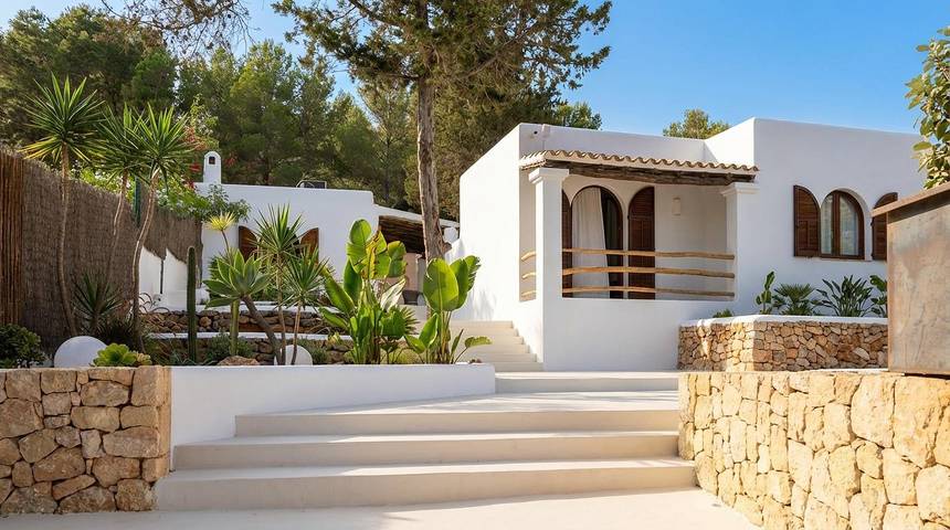 Chalet para 6 personas, con piscina además de vistas al mar y jardín en Ibiza
