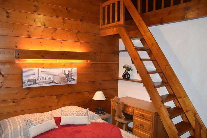 Typical Savoyard wooden chalet facing Mont Blanc in Saint-Gervais-les-Bains, Pays du Mont-Blanc