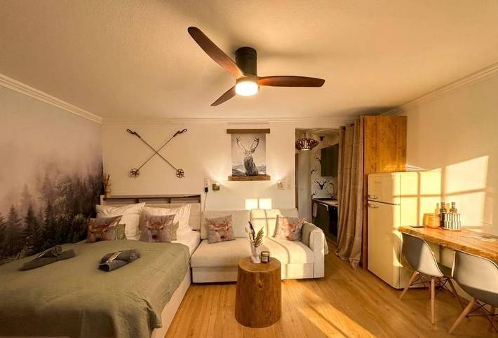 Ferienwohnung für 5 Personen, mit Terrasse und Garten sowie Sauna und Ausblick