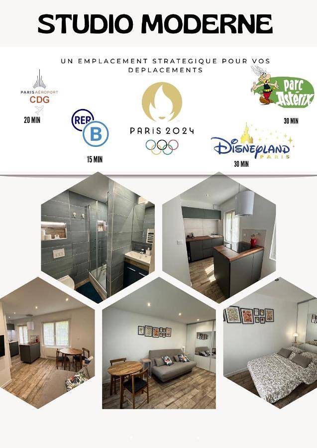 Appartement entier, Beau Studio Moderne in Vaujours, Seine-Saint-Denis