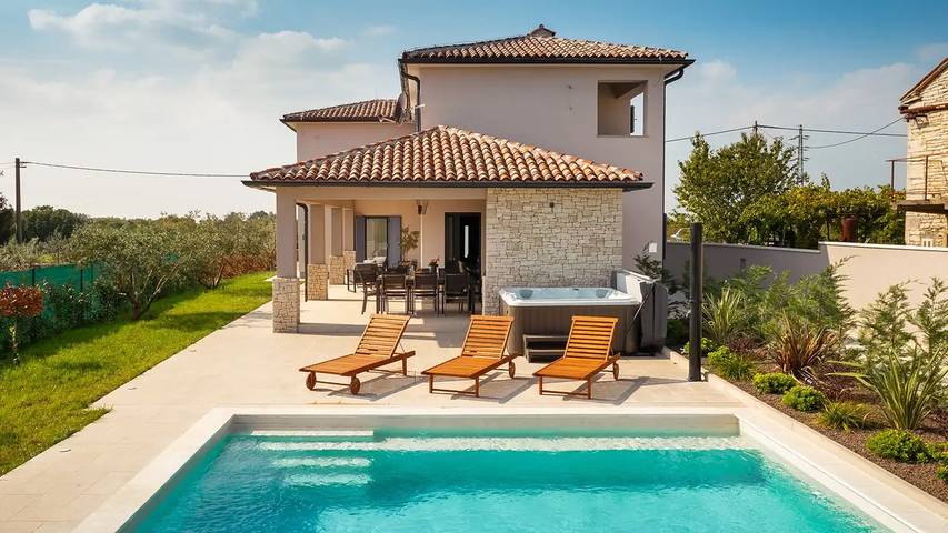 Ferienhaus für 8 Personen, mit Garten und Balkon sowie Pool und Whirlpool