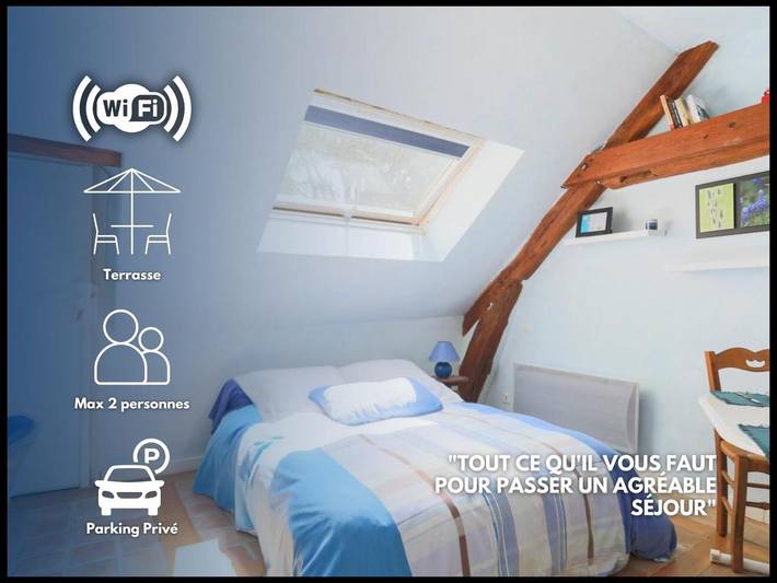 Gîte pour 2 personnes, avec jardin ainsi que vue et terrasse dans Richarville