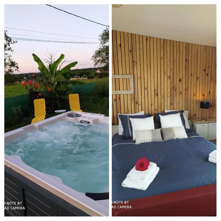 Chambre d’hôte pour 2 personnes, avec Terrasse et Jacuzzi ainsi que Jardin et Piscine à Gourdon