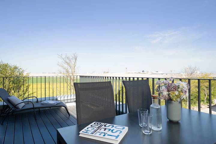 Ferienwohnung für 4 Personen, mit Balkon und Terrasse sowie Garten und Sauna