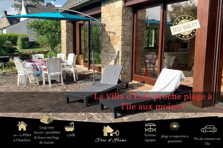 Villa pour 19 personnes, avec terrasse et vue dans le Golfe du Morbihan