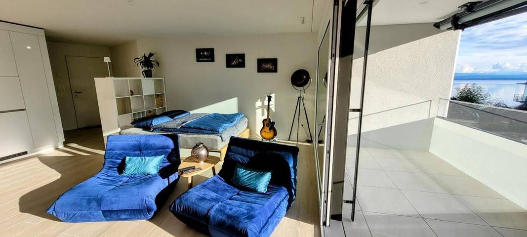 Location de vacances pour 2 personnes, avec vue ainsi que terrasse et vue sur le lac, animaux acceptés à Neuchâtel - 4