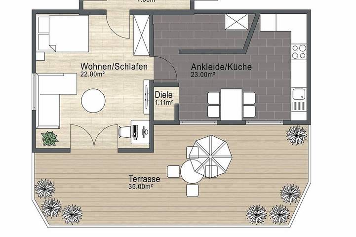 Ferienwohnung für 4 Personen, mit Garten und Terrasse sowie Sauna, mit Haustier