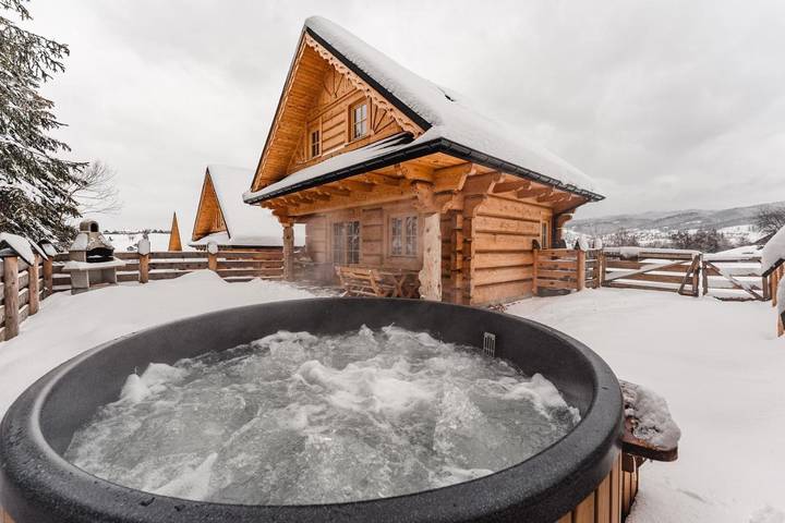 Dom dla 9 osób, z Taras i Jacuzzi oraz Ogród i Widok na jezioro w Kluszkowce