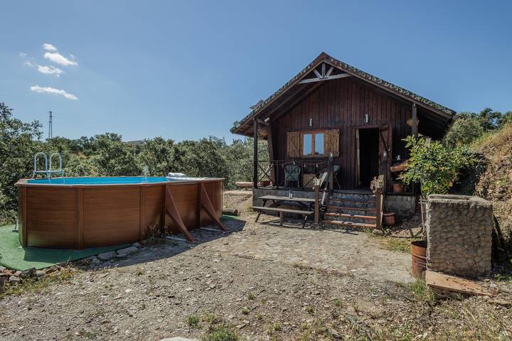 Rustic Cabin 'La Cabaña Del Paito' with Private Pool, Garden, and Air Conditioning in Guillena, Sierra Morena