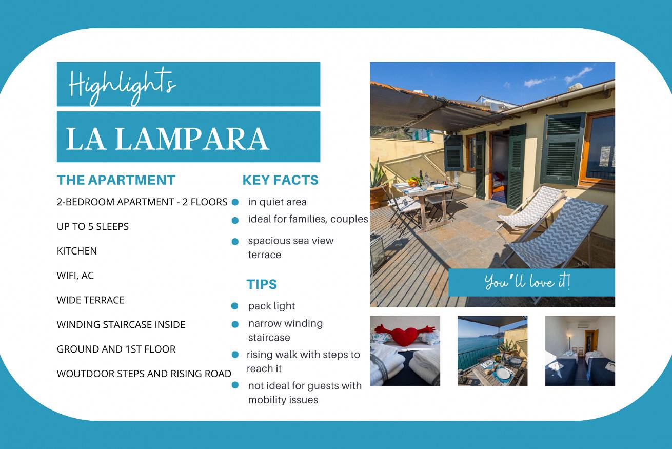 Appartamento intero, La Lampara Sea View Terrace Apartment with Ac in Manarola, Comune di Riomaggiore