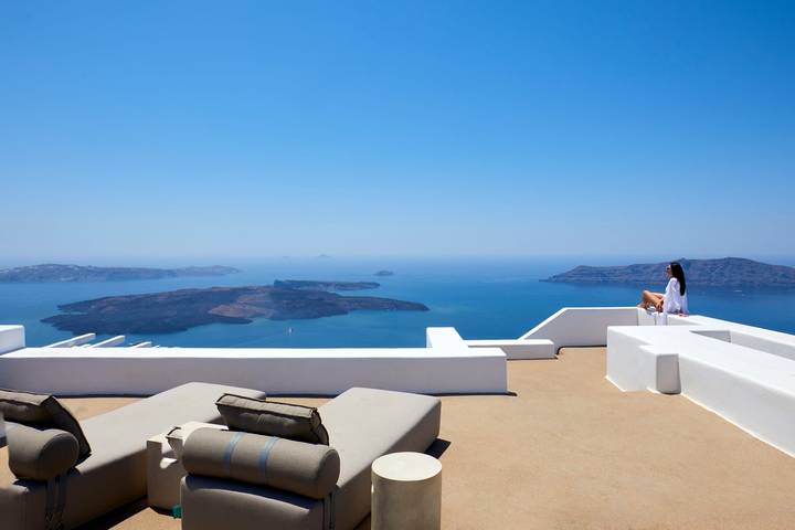 Casa de vacaciones para 8 personas, con vistas al mar y jardín en Imerovigli