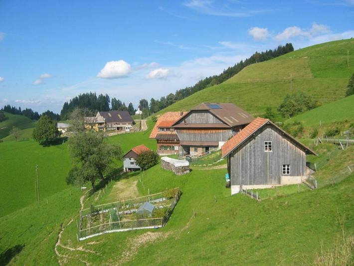 Ferienwohnung für 5 Personen, mit Balkon und Terrasse sowie Garten und Ausblick