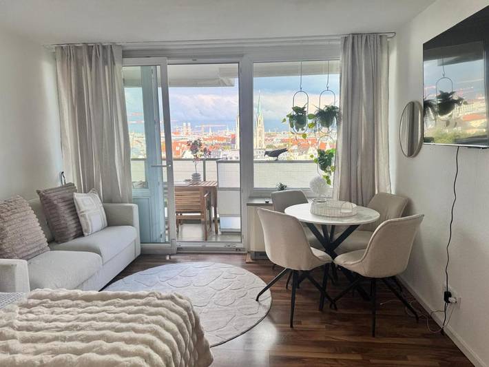 Ferienwohnung für 4 Personen, mit Balkon und Ausblick beim Oktoberfest