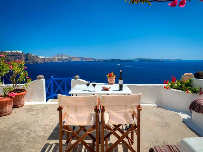 Casa de férias para 2 pessoas, com Vista para o mar e Terraço em Oia
