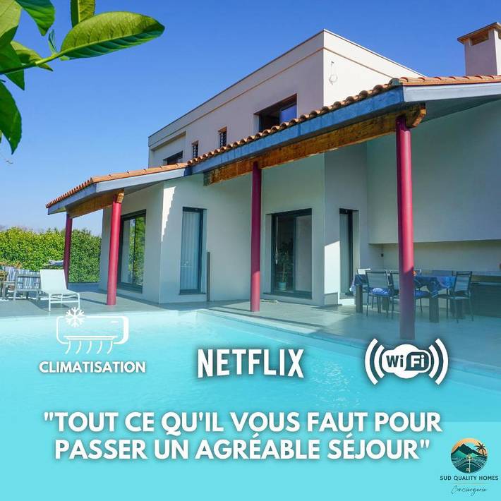 Location de vacances pour 8 personnes, avec piscine et jardin, adapté aux familles à Canohès