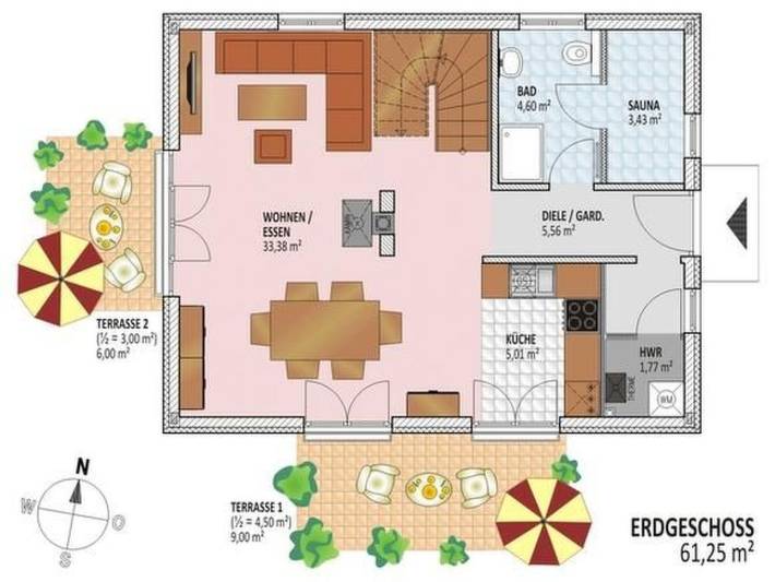 Ferienhaus für 6 Personen, mit Pool und Sauna sowie Garten auf Rügen - 3