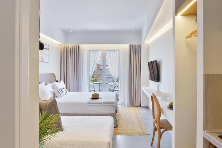 Gîte pour 3 personnes, avec vue ainsi que jardin et terrasse dans Pefkochori