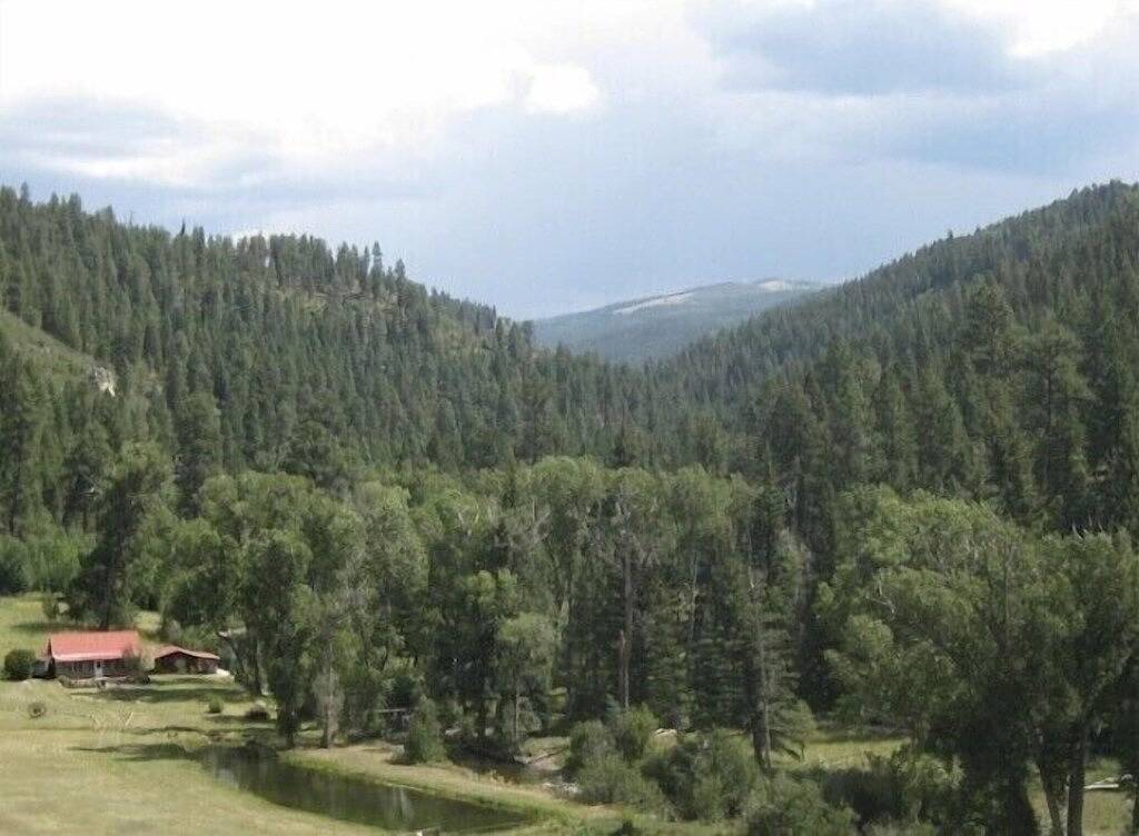 Schöne, rustikale Berghütte am Fluss. in New Mexico